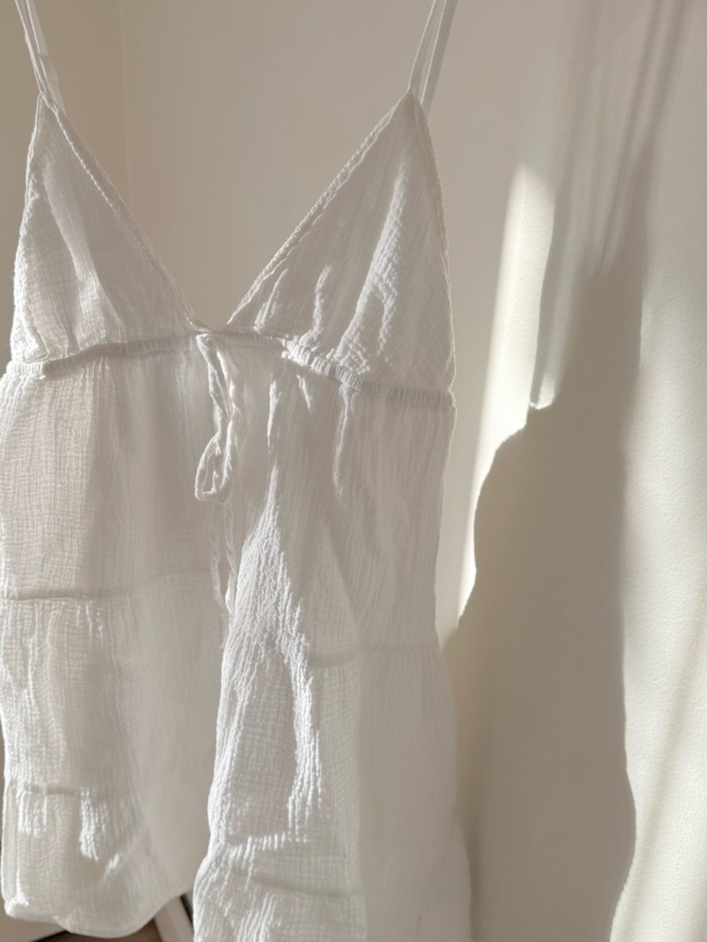 Zara White Smocked Cotton Mini Dress